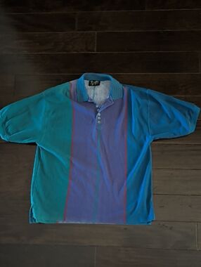 Vintage Fluid Color Block Distressed Polo